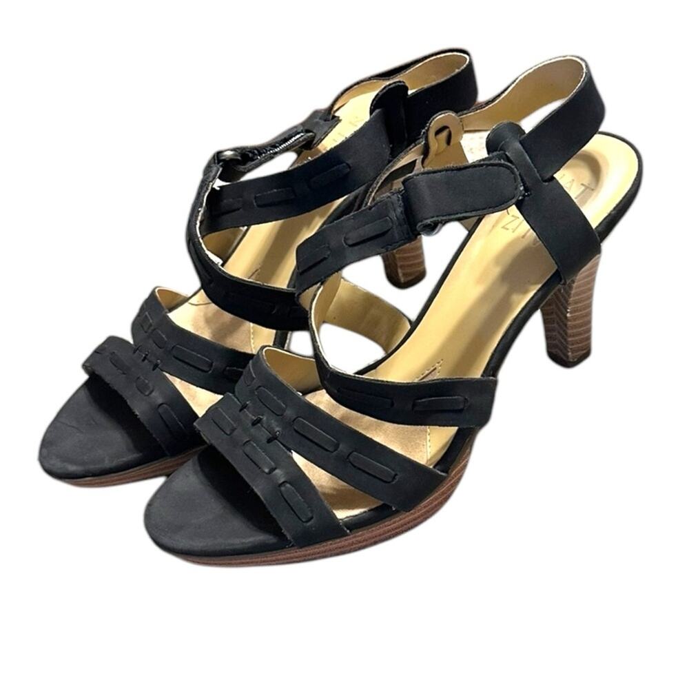 Naturalizer Black Open Toe Heeled Strappy Sandals size 9
